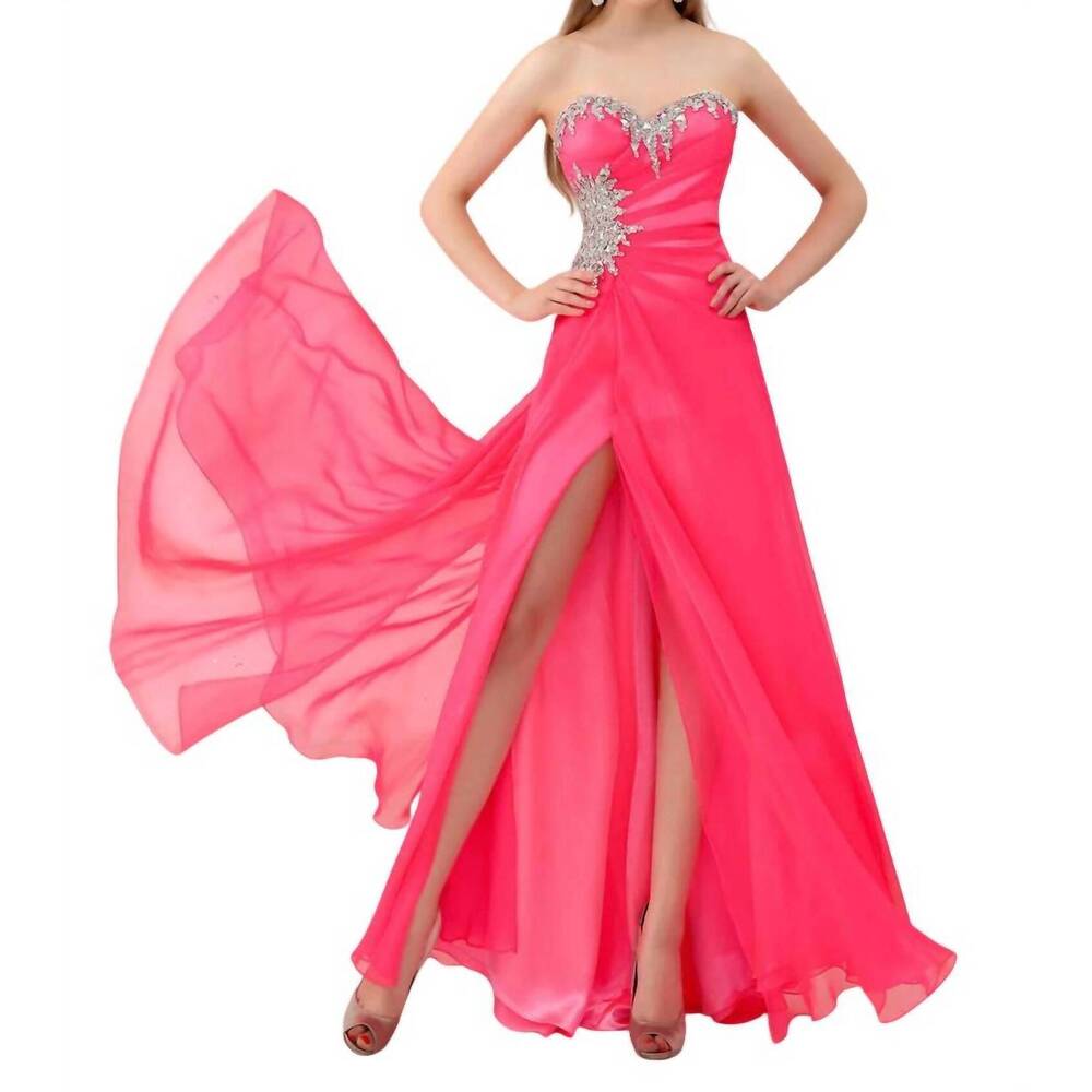 NEW ANGELA & ALISON floor length prom dress in neon pink
